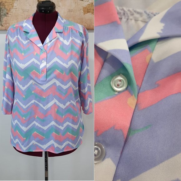 Vintage Tops - Vtg 70s pastel blouse - My Kinda Gal brand